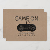 Game On - Grappige Gamer Bruidsjonker of Getuige Kaart (Voorkant / Achterkant)