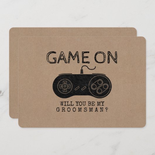 Game On - Grappige Gamer Bruidsjonker of Getuige Kaart (Voorkant / Achterkant)