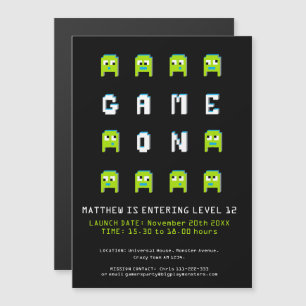 Game on green gaming 12e verjaardag party magnetische uitnodiging