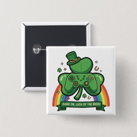 Game On Iers Geluk | St. Patrick's Dag Game Vierkante Button 5,1 Cm (Voorkant /achterkant)