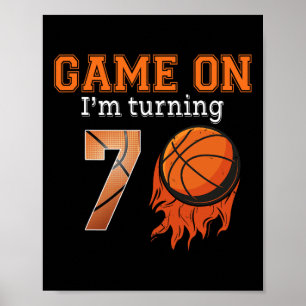 Game-on Ik ben het draaien 7 Basketbal 7e verjaard Poster