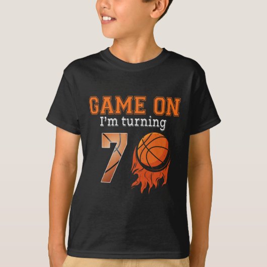 Game-on Ik ben het draaien 7 Basketbal 7e verjaard T-shirt (Voorkant)