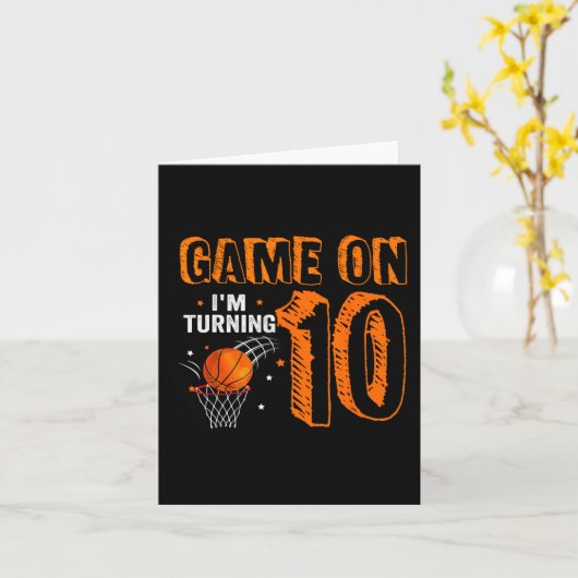 Game On I'm Turning 10 Basketbal 10e verjaardag B Kaart (Gele Bloem)