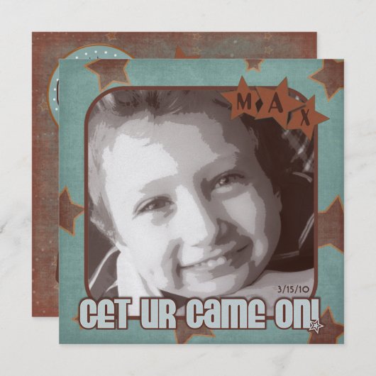 Game On Invitation Kaart (Voorkant / Achterkant)