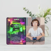 Game On, Jongen Videospel Verjaardagsfoto Kaart (Staand voorkant)