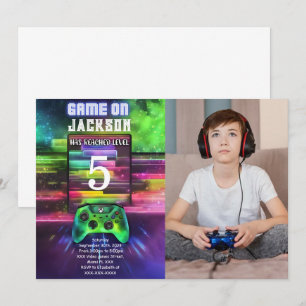 Game On, Jongen Videospel Verjaardagsfoto Kaart