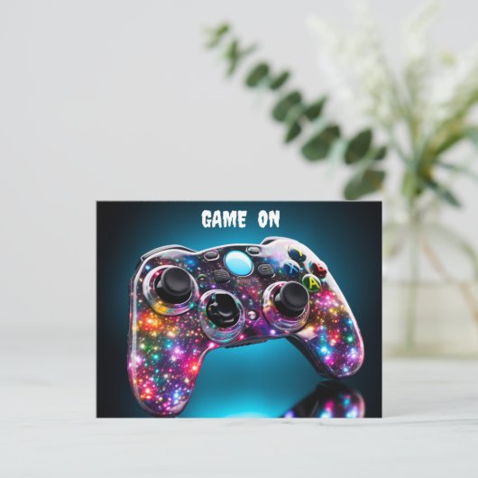 Game On Kleurrijke Afstandsbediening  Briefkaart (Staand voorkant)