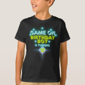 Game On Laser Label Blauw Groen Neon Glow Verjaard T-shirt (Voorkant)