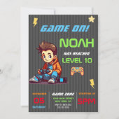 Game On Level Up Fun Video Game Birthday Party Kaart (Voorkant)