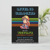 Game On Level Up Fun Video Game Birthday Party Kaart (Staand voorkant)