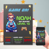 Game On Level Up Fun Video Game Birthday Party Kaart