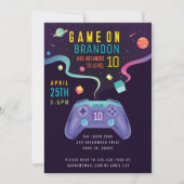 Game On Level Up Fun Video Game Birthday Party Kaart (Voorkant)