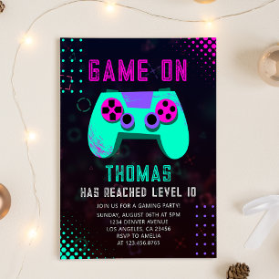 Game On Level up Gamer Videogame verjaardag Kaart