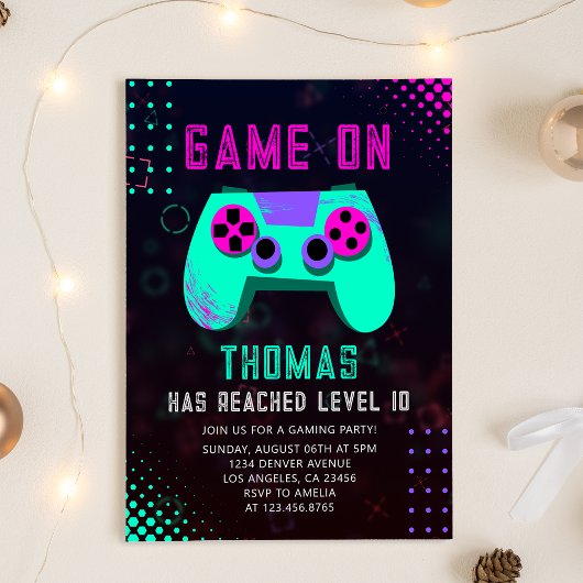 Game On | Level up Gamer Videogame verjaardag Kaart