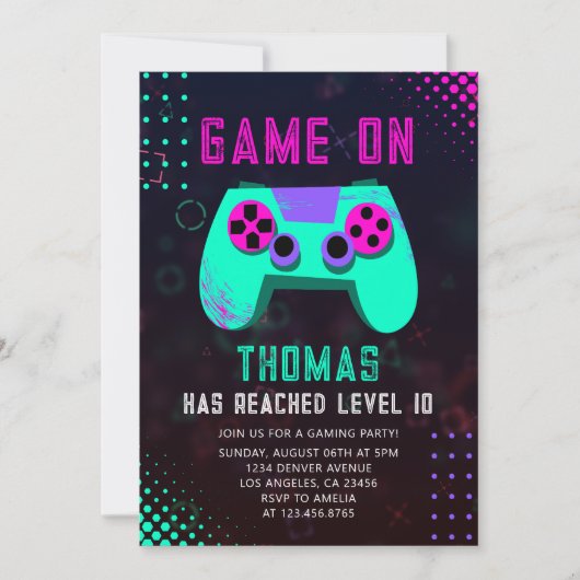 Game On | Level up Gamer Videogame verjaardag Kaart (Voorkant)