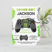 Game On Level Up Video Game Birthday-uitnodigingen Kaart (Staand voorkant)