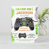 Game On Level Up Video Game Birthday-uitnodigingen Kaart (Staand voorkant)