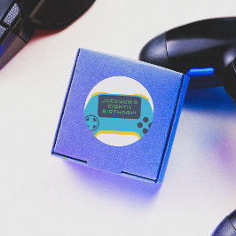 Game On & Level Up Video Game Boy Birthday Ronde Sticker