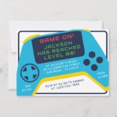 Game On & Level Up | Video Game Boy Verjaardagsfee Kaart (Voorkant)