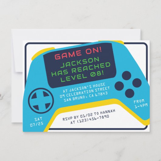 Game On & Level Up | Video Game Boy Verjaardagsfee Kaart (Voorkant)
