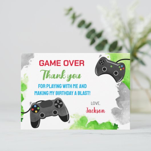 Game On Level Up Video Game Hartelijk dank Save The Date (Staand voorkant)