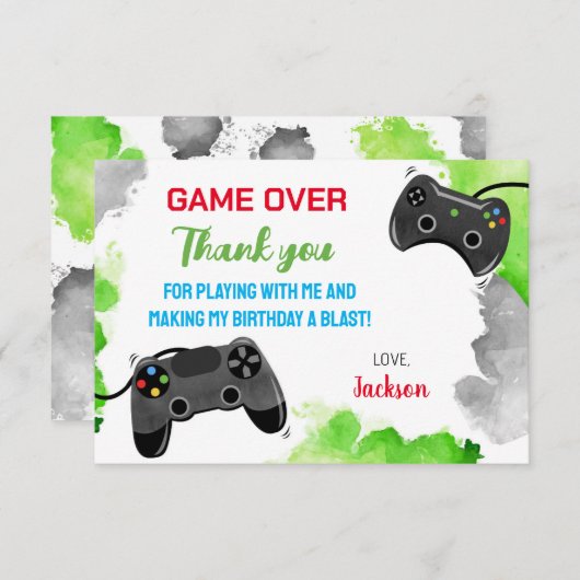 Game On Level Up Video Game Hartelijk dank Save The Date (Voorkant / Achterkant)