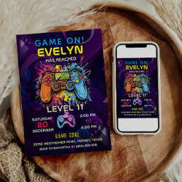 Game On Level Up Videospel Verjaardag Kaart