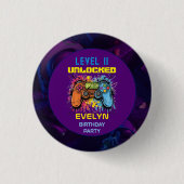 Game On Level Up Videospel Verjaardag Ronde Button 3,2 Cm (Voorkant)