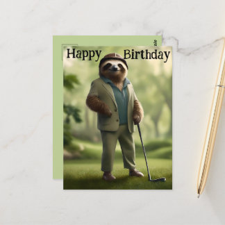 Game On: Luiaard Golfspeler, Briefkaart