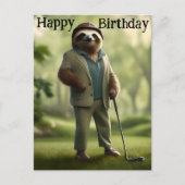 Game On: Luiaard Golfspeler, Briefkaart (Voorkant)