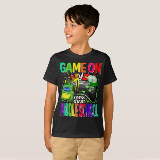 Game on Middle School First Day Gamer T-shirt (Voorkant volledig)
