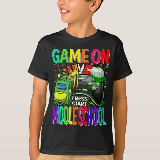 Game on Middle School First Day Gamer T-shirt (Voorkant)