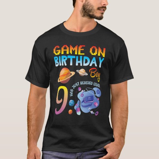 Game On Mijn Verjaardag Gamer Boy Heeft Net Lev T-shirt (Voorkant)