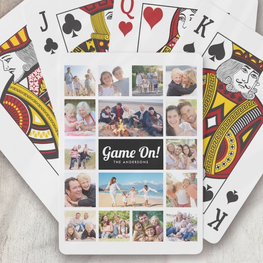 Game On! Monogram Retro Fotocollage 16 Afbeeldinge Pokerkaarten
