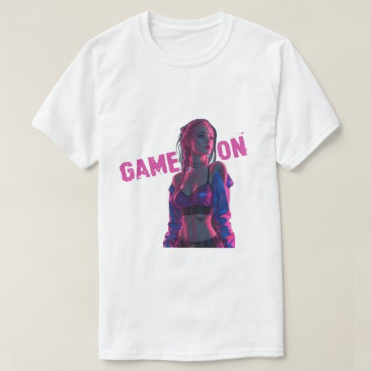 Game On Neon Gamer Girl T-shirt (Design voorkant)