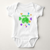 Game on neon groene, gamer baby body romper (Voorkant)