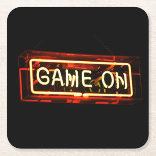 Game On Neon Licht Sport Gamen Gamer Kartonnen Onderzetters