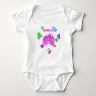 Game on neon, roze, groen, blauw, & gamer baby  romper