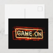 Game On Neon Sign Sportgamer Briefkaart (Voorkant / Achterkant)