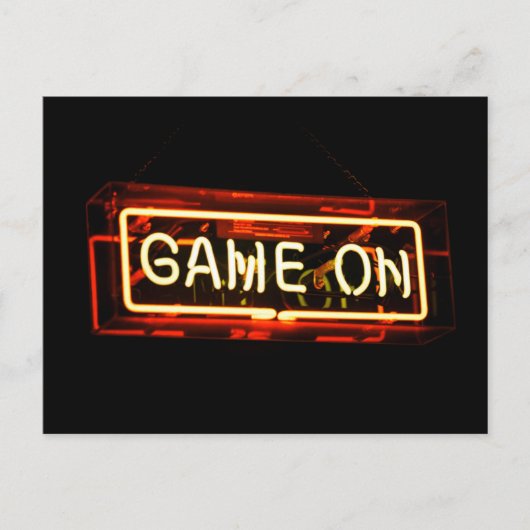 Game On Neon Sign Sportgamer Briefkaart (Voorkant)