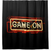 Game On Neon Sign Sportgamer Douchegordijn (Voorkant)
