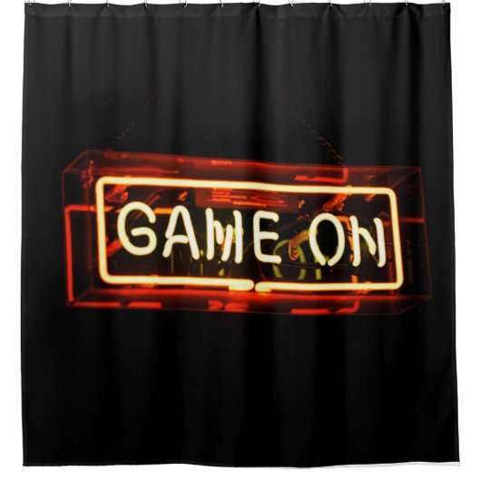 Game On Neon Sign Sportgamer Douchegordijn (Voorkant)