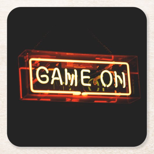 Game On Neon Sign Sportgamer Kartonnen Onderzetters (Voorkant)