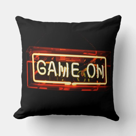 Game On Neon Sign Sportgamer Kussen (Voorkant)