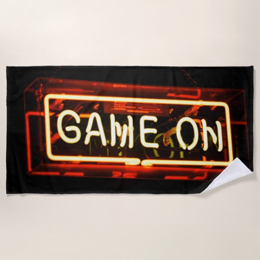 Game On Neon Sign Sportgamer Strandlaken (Voorkant)