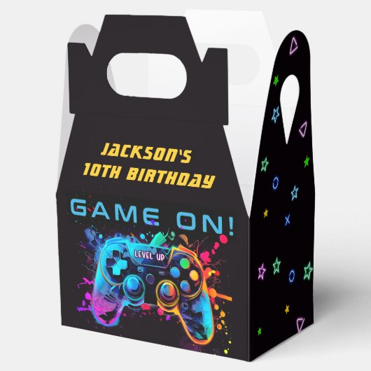 Game On Neon Video Game Arcade Verjaardagsgunst Bo Bedankdoosjes (Geopend)