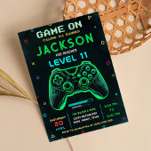 Game On Neon Video Game Uitnodiging voor verjaarda