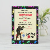 Game on Paintball Birthday Party Kaart (Staand voorkant)