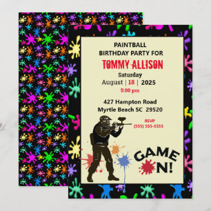 Game on Paintball Birthday Party Kaart