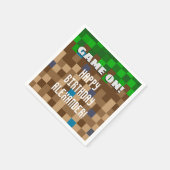 Game On Pixelated Grass Block Gaming Birthday Servet (Hoek)